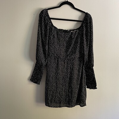 Mi Ami Francesca s Wmn M Black White Dotted Balloon Sleeve Angela Mini Dress NWT