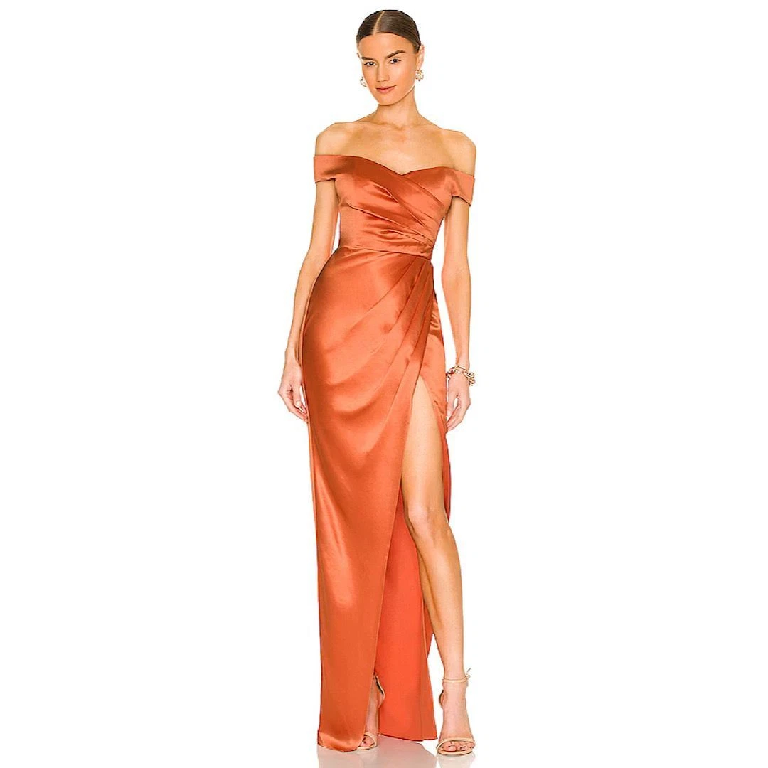 SAU LEE x REVOLVE Gwyneth Off the Shoulder Gown Satin Maxi Dress