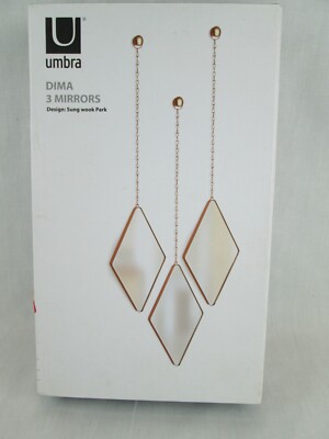 Umbra Dima Diamond Matte Decorative Wall Mirror Brass Sung Wook Park - 3 In Box
