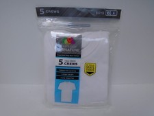 Boy's Fruit Of The Loom Signature Package Of 5 Crews Size XS 4 White New   