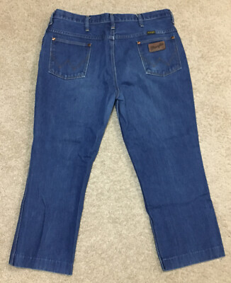Vintage Wrangler Mens Blue Jeans 40 x 25.5  USA Hemmed 82612PW