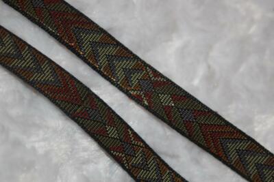 5 yards Rust Gray Brick Red Tapestry woven ribbon 5/8'' wide