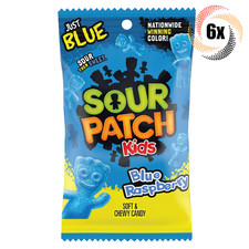 6x Bags Sour Patch Kids Blue Raspberry Flavor Soft  Chewy Gummy Candy  8oz
