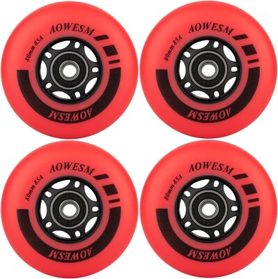 AOWESM Inline Skate Wheels 72mm 85a Outdoor Indoor 8 Pack, Red