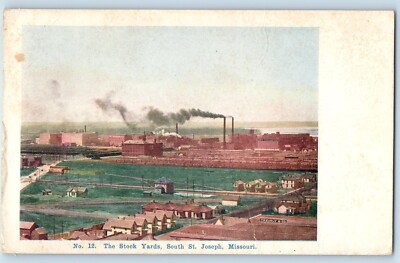 c1905 St. Joseph Missouri MO Vintage Postcard Stock Yards South Factory Building