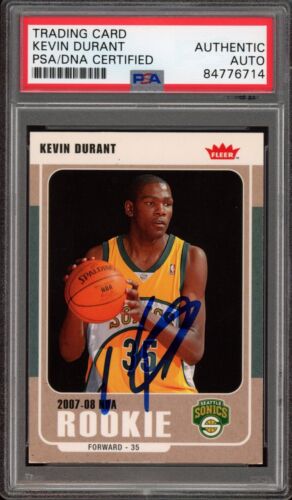 Kevin Durant Signed 2007 Fleer Glossy Rookie Card Auto #212 Psa Supersonics RC - Picture 1 of 2