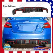 For 2015-21 Subaru Wrx Performance Carbon Print Rear Bumper Diffuser W Red Trim