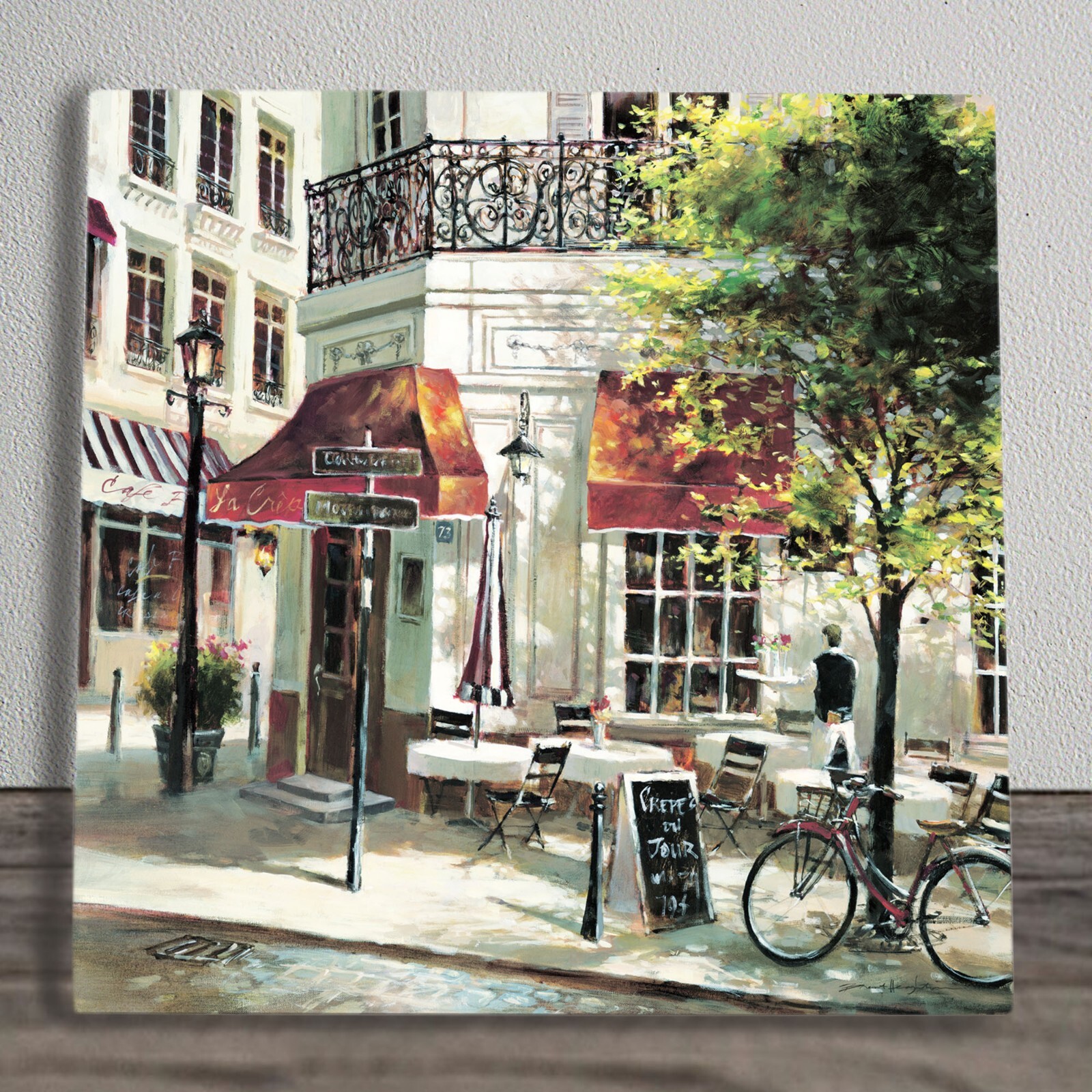 The Crepe House Tile Plaque Sign Wall Art Paris Scene Brent Heighton 20x20cm