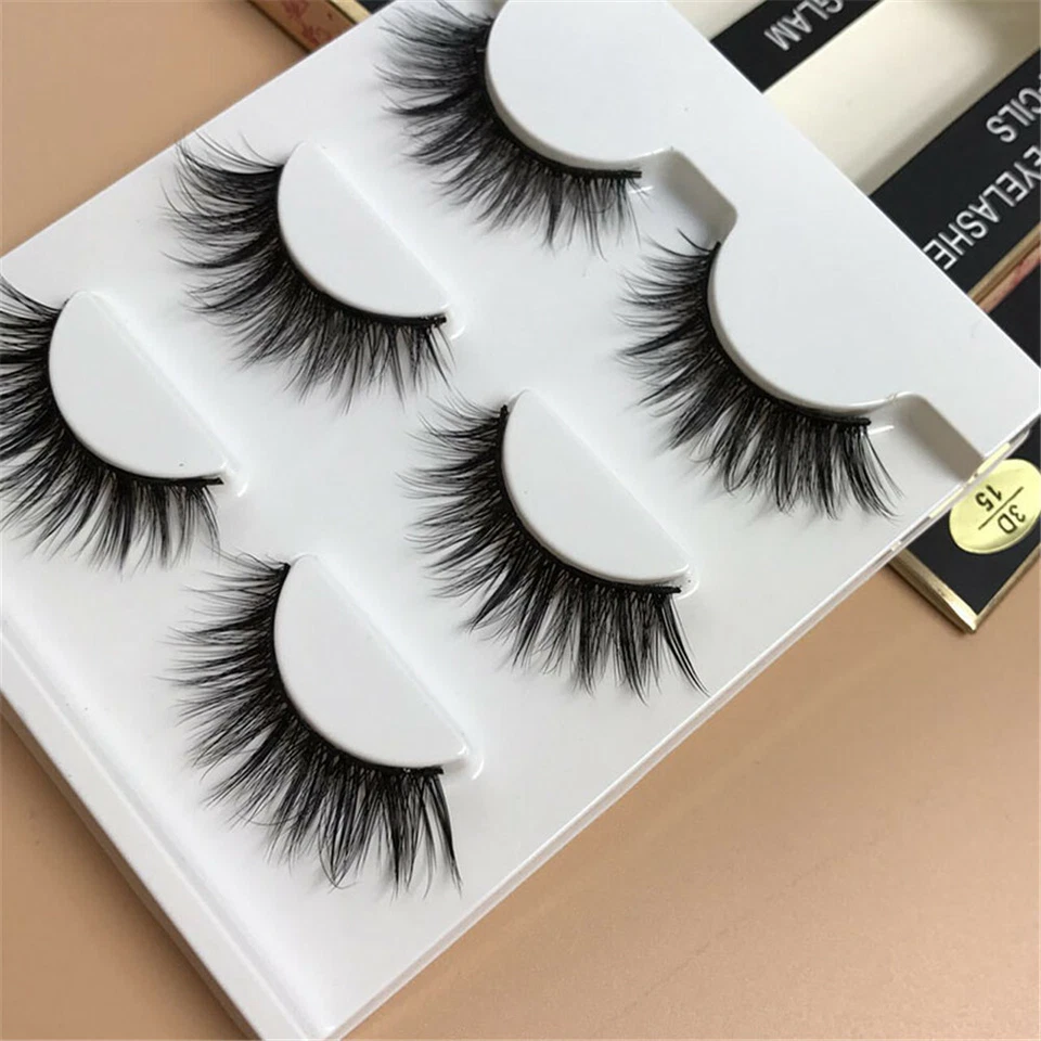 3 6 15 Pairs 100% Real 3D Mink Makeup Cross False Eyelashes Eye Lashes Handmade - Image 2 of 4