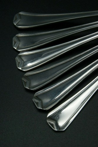 CHRISTOFLE CHEVRON - 6 DINNER SPOON SILVERPLATED ART DECO LUSTER - 1930's FRANCE - Picture 2 of 12