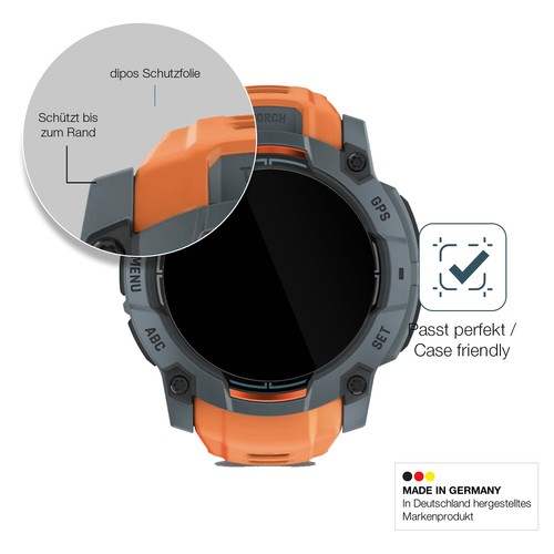 2x Schutzfolie für Garmin Instinct 3 AMOLED (50 mm) - Anti-Shock 9H Folie dipos - Zdjęcie 6 z 7