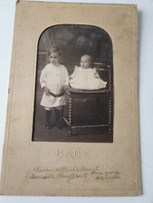 Antique Cabinet Card Two Adorable Children Posing in Studio Lawrence Henrietta