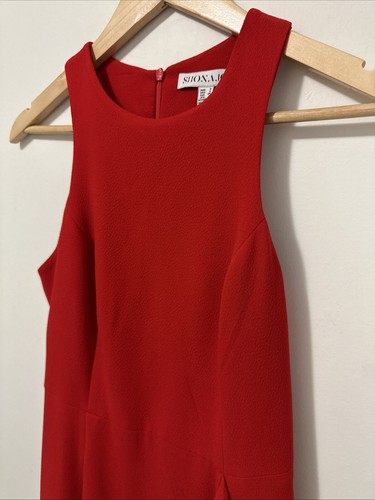 Shona Joy Womens Dress 8 Red Thigh Split Ruffle Hem Sash - Picture 3 of 8