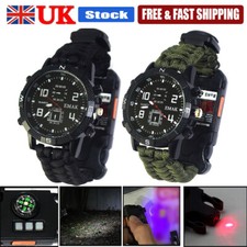 Survival Watch LED Light Waterproof Camping SOS Emergency Sport Watch Torch Gift