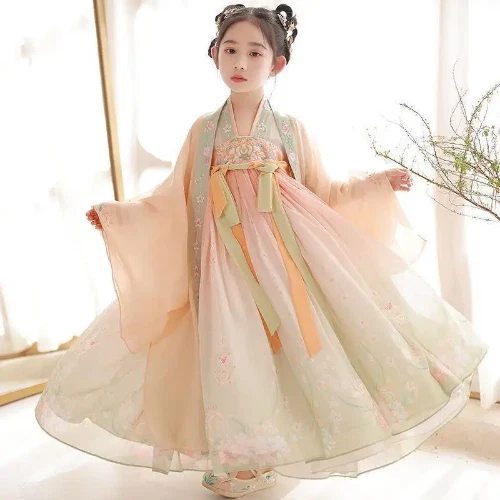 VETEMENTS Costume bambina canafu ricamo floreale fata principessa abito cinese abbigliamento da palco