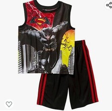Batman SIZE 8 Boys 2 Piece Black Short Sleeve Pajama Set DC comics