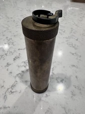 Vintage CVA Black Gun Powder Horn Brass Storage Tube Dispenser