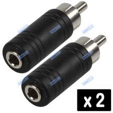 Image of 2 x 3.5mm STEREO Female Jack Aux Socket to RCA Phono Male Plug Audio Adapter