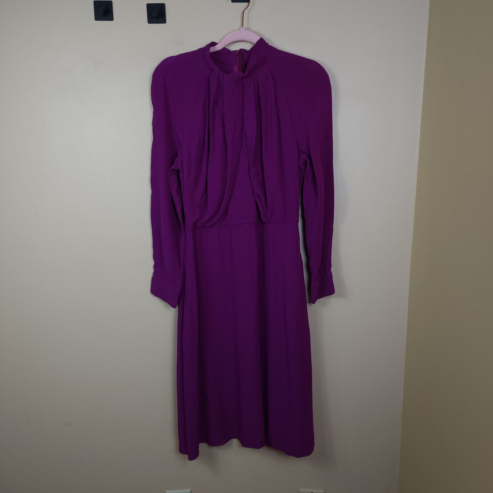 Adam Lippes Long Sleeve High Neck Dress in Purple Size 12 DAMAGED eBay