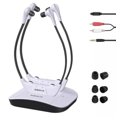 SIMOLIO Dual 2.4GHz kabelloser Senioren Funk-Hörsystem/Kopfhörer-Fernseher/Musik