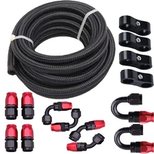 16FT 6AN Fuel Line Kit Nylon Braided Fuel Line Hose Fitting Kit +Hose Separator