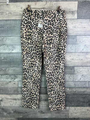 Free People Damen Hose Größe UK 4-6 Leopard Animal Print Tapered Leg