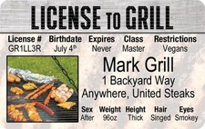 The Grill Master - LICENSE TO GRILL / Mark Grill Backyard BBQ Drivers License