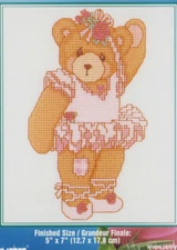 Cross stitch KIT Ballerina Teddy Bear Pink Toe Shoes Tutu Leotard Vintage 