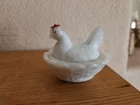 Vintage Westmoreland Mini Milk Glass  Hen On Nest Chick Salt Cellar White 2.5"