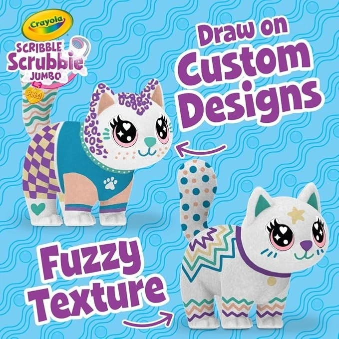 Scribble Scrubbie Jumbo, Grande Posable Animal Juguete Gato para Niñas y Niños, 6 Pulgadas Foto 3 de 4