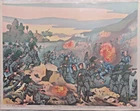 Bersaglieri Il Col. Negrotto falls on Monte Nero - Chromolithograph c.a 1918 WWI