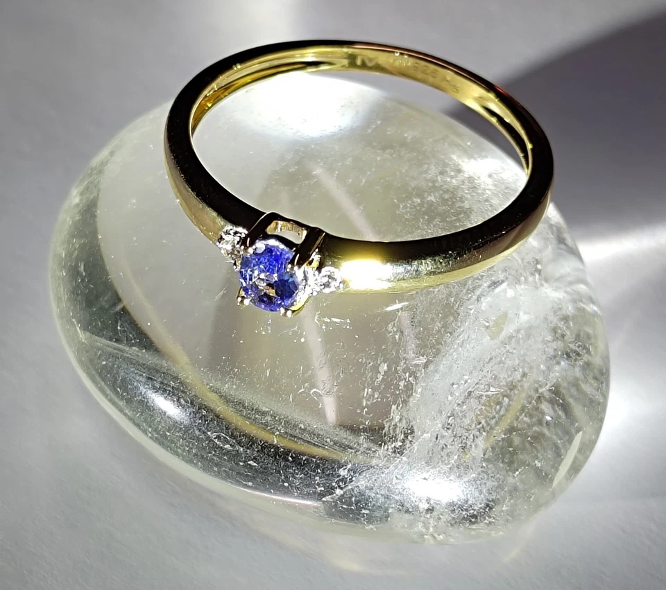 TANSANITRING Gr21(66)925/-SILBER VERGOLDET ovalerTansanit 5,0x4,0mm & Zirkone - Bild 2 von 4