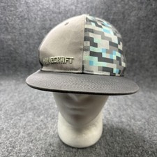 Minecraft Hat Cap Snap Back Gray Pixel Camo Flat Brim J NX Flat Fitty