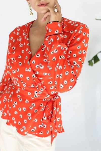 Women Ganni Shirt Coral Viscose 36