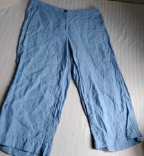 J Jill Pants Large P Love Linen Wide Leg Blue Beach Lagenlook Pockets