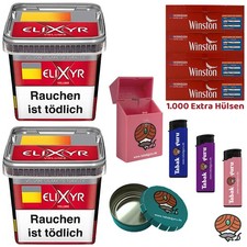 Elixyr Red/Rot Volumentabak Eimer 2x 340g, Winston Extra H&uuml;lsen, Zubeh&ouml;r