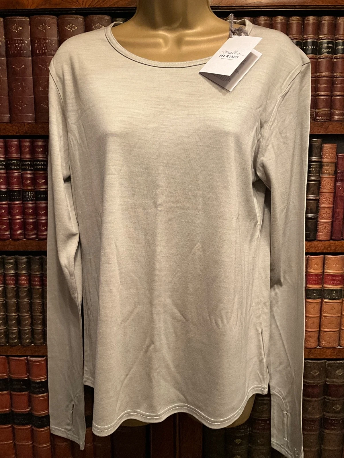 Ladies' Smalls Taupe Merino Wool Long Sleeve Base Layer Top - Large - NWT