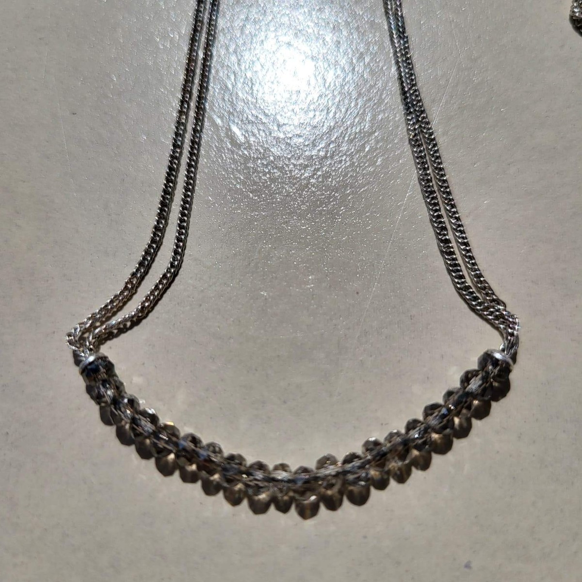 NEW Sterling Silver Stella & Dot Grey Beaded Layered Necklace & Bracelet Set View 2