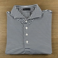 G/Fore Polo Shirt Men  s Small S Blue White Stripe Golf Performance Mesh Stretch