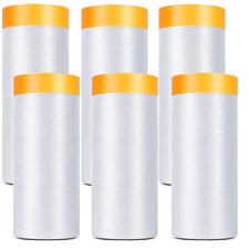 Painters Plastic With Tape, Pre-Taped Masking Film, 6 Rolls Automotive Best...
