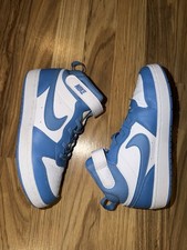 Nike 3Y Court Borough 2 Mid White Baby Carolina Blue EUC Sneakers Kids Boys