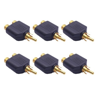 RCAs Splitter 1 Male 2 Female Adapter Set Of 6 for Sound Visual Equipment