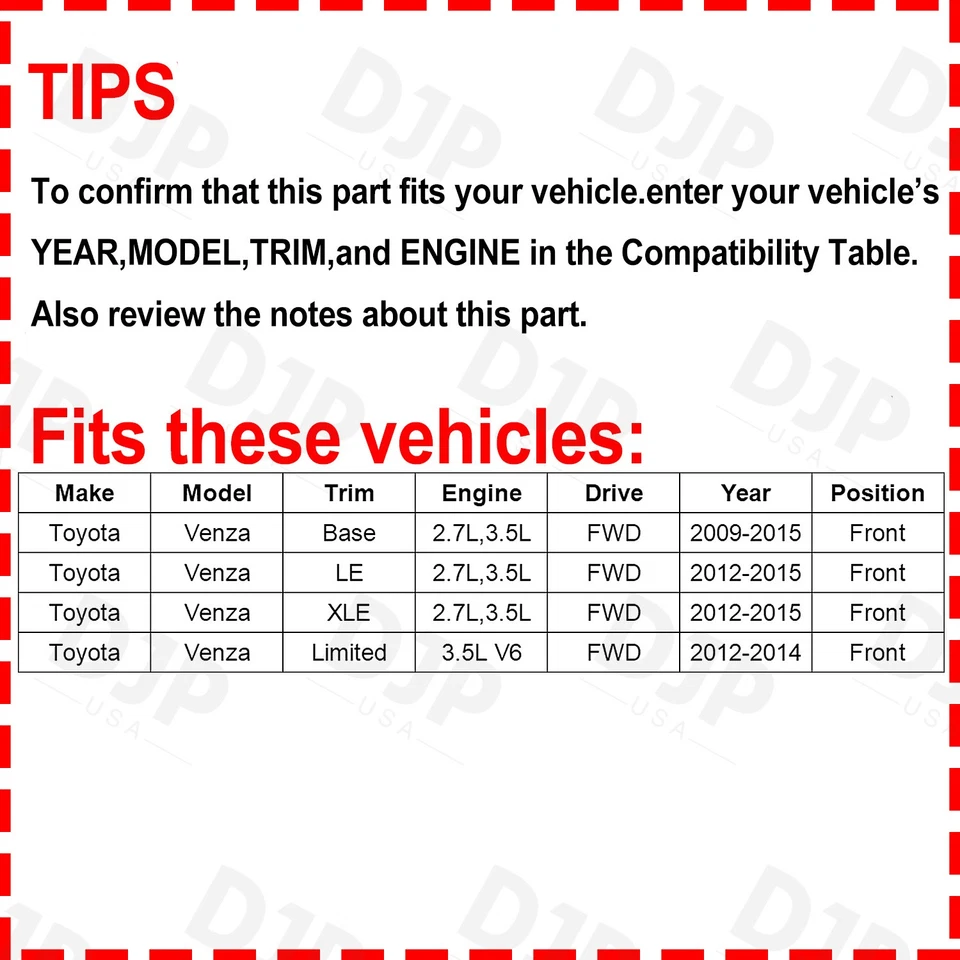 Front Driver & Passenger Pair CV Axle Shaft for Toyota Venza FWD Only 2009-2015 - Image 2 of 4