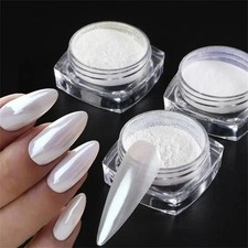 White Pearl Chrome Nail Powder Glitter Art Dust Premium Hot Nails UK