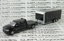 Greenlight LOOSE 2023 DODGE RAM 3500 Flatbed Dually w/Black Enclosed Trailer