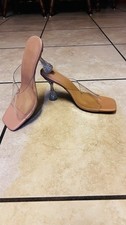 Clear Crystal High Heels, Open Toe Slip On.