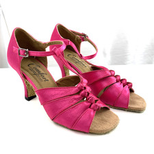 Comfort Size 7N Fuchsia Hot Pink Satin Salsa Ballroom Latin Dance Shoes Heel 3"