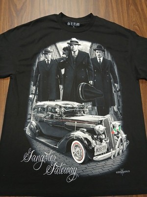 DGA SLAM Gangster Gateway Crew Neck T-Shirt Mens X-Large Black Urban Streetwear