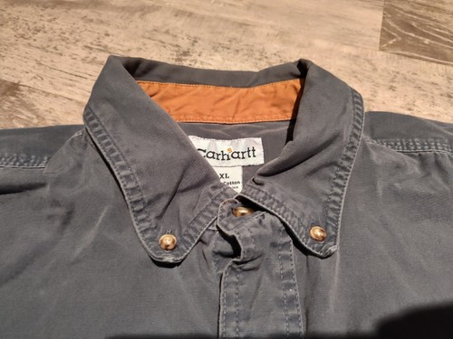 Carhartt Canvas Button Down Shirt Mens Size XL Storm Gray Long Sleeve S142STM - Picture 6 of 15