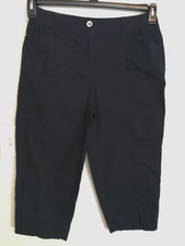 Chicos Womens Pants 1 M 8 Navy Blue Capri Stretch Chino Pockets Career Office